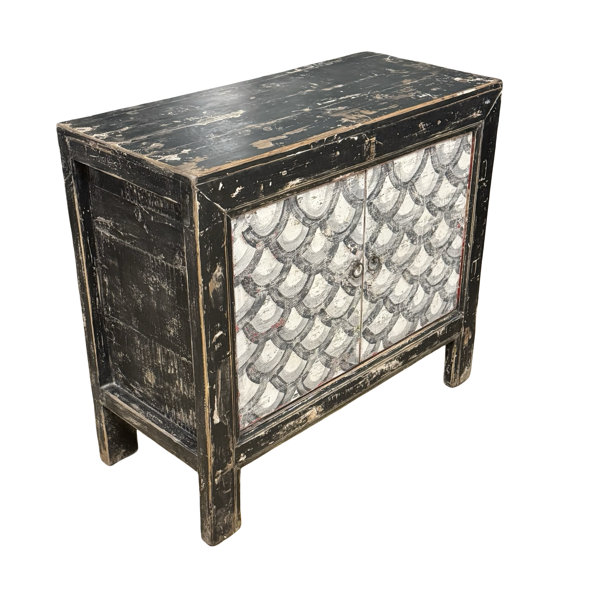 Wandkast 2deur zwart/wit schub uniek
