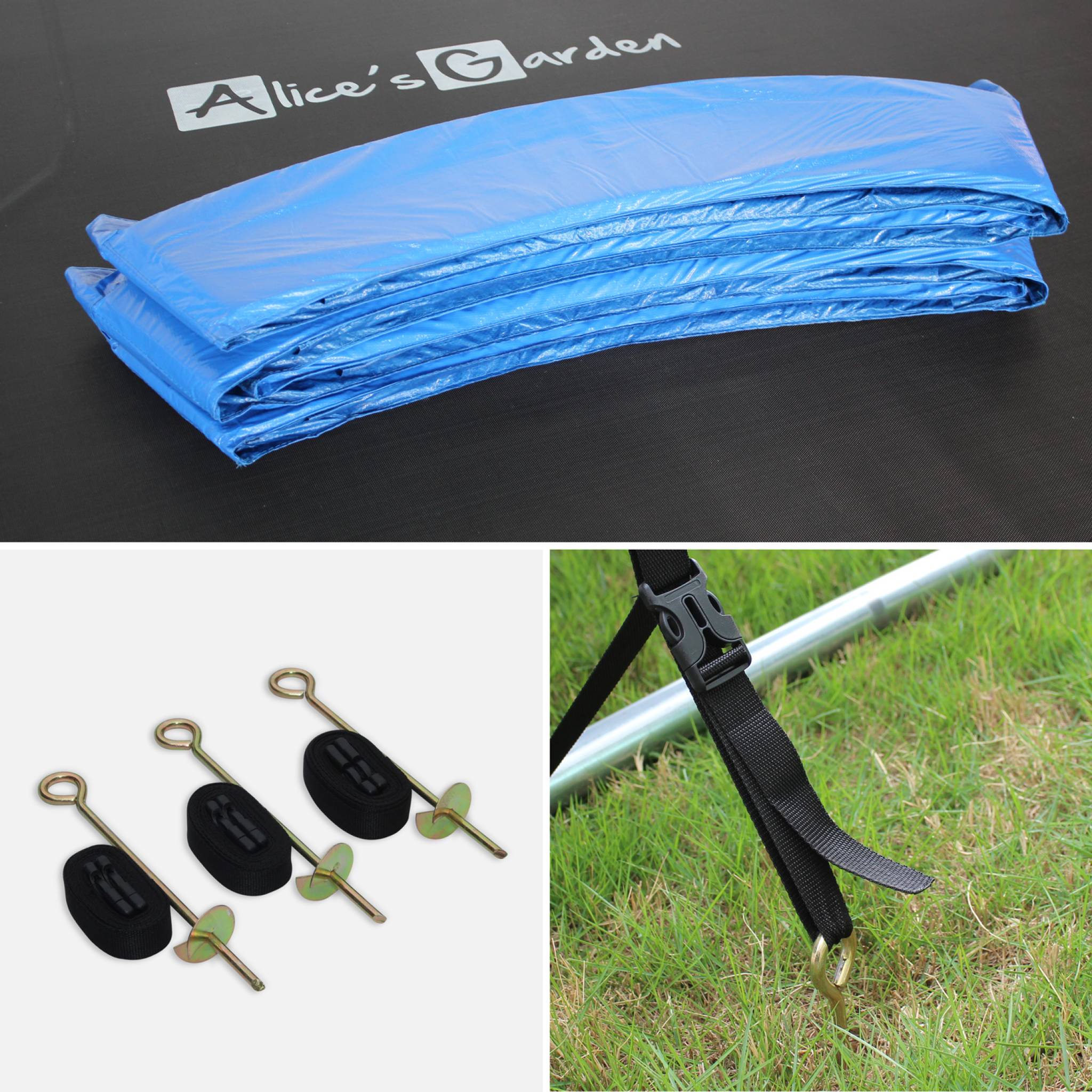Trampoline 370 gris avec pack d'accessoires + tente de camping avec sac de transport
