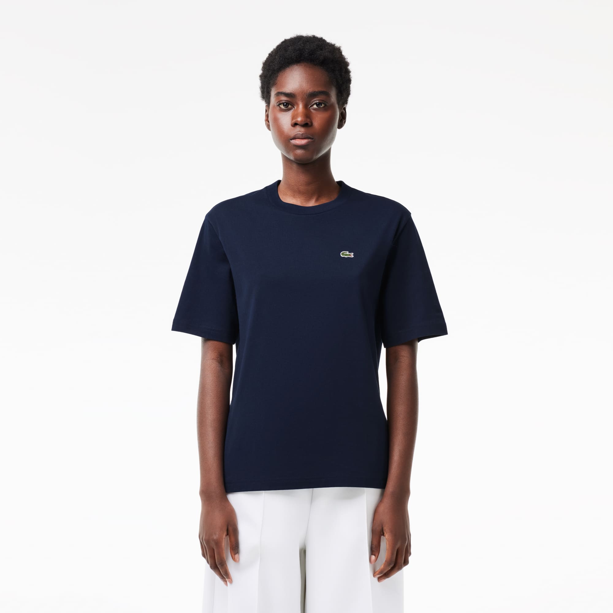 T-shirt relaxed fit en jersey de coton pima léger T-Shirts - Bleu - Lacoste - Femme