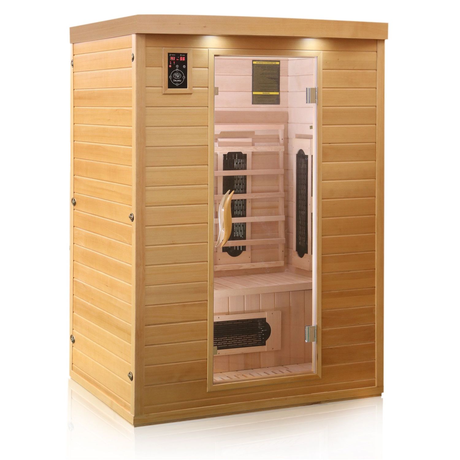 Dewello® Infrarotkabine Infrarotsauna LAVAL PLUS 135cm x 105cm inkl. 7 Keramikstrahler, Bodenstrahler, Radio, Farblicht