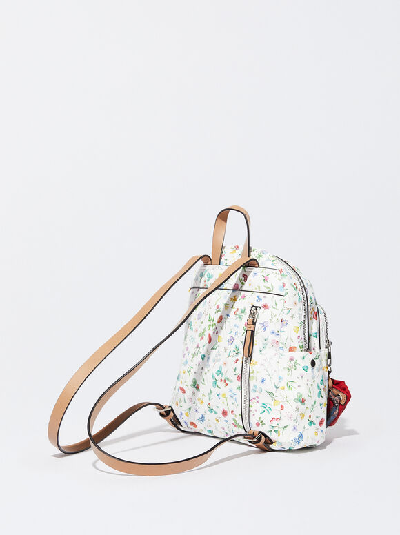 Mochila com estampa floral - Vermelha