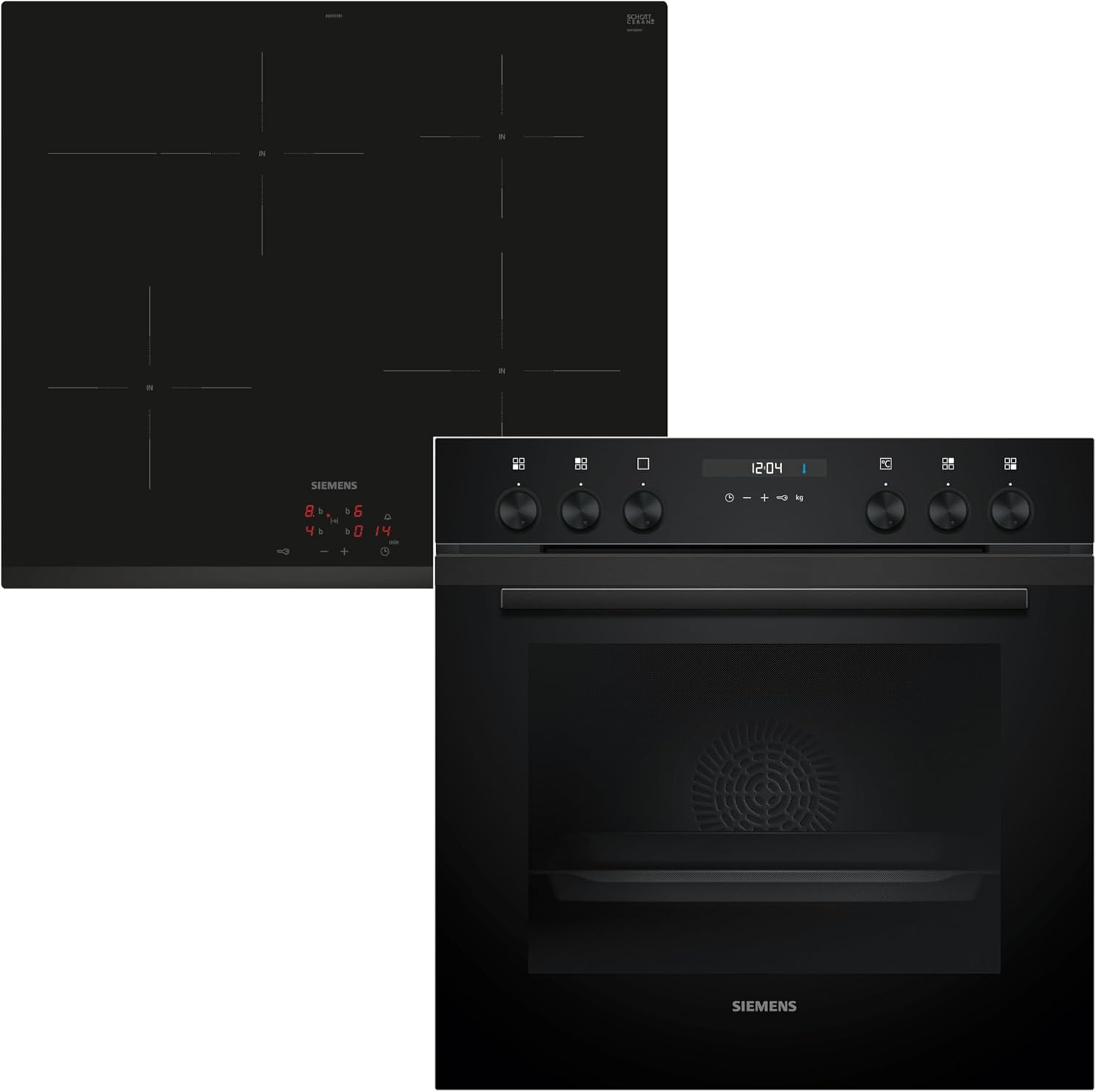 Siemens EQ522IAAB, Einbauherd-Set, Bestehend aus HE217GBB4 Herd, 60 x 60 cm, 3D Heißluft, Selbstreinigung, Clip Auszug & EA631GNA1E Elektroskochfeld, Bräterzone, powerBoost, Rahmenlos