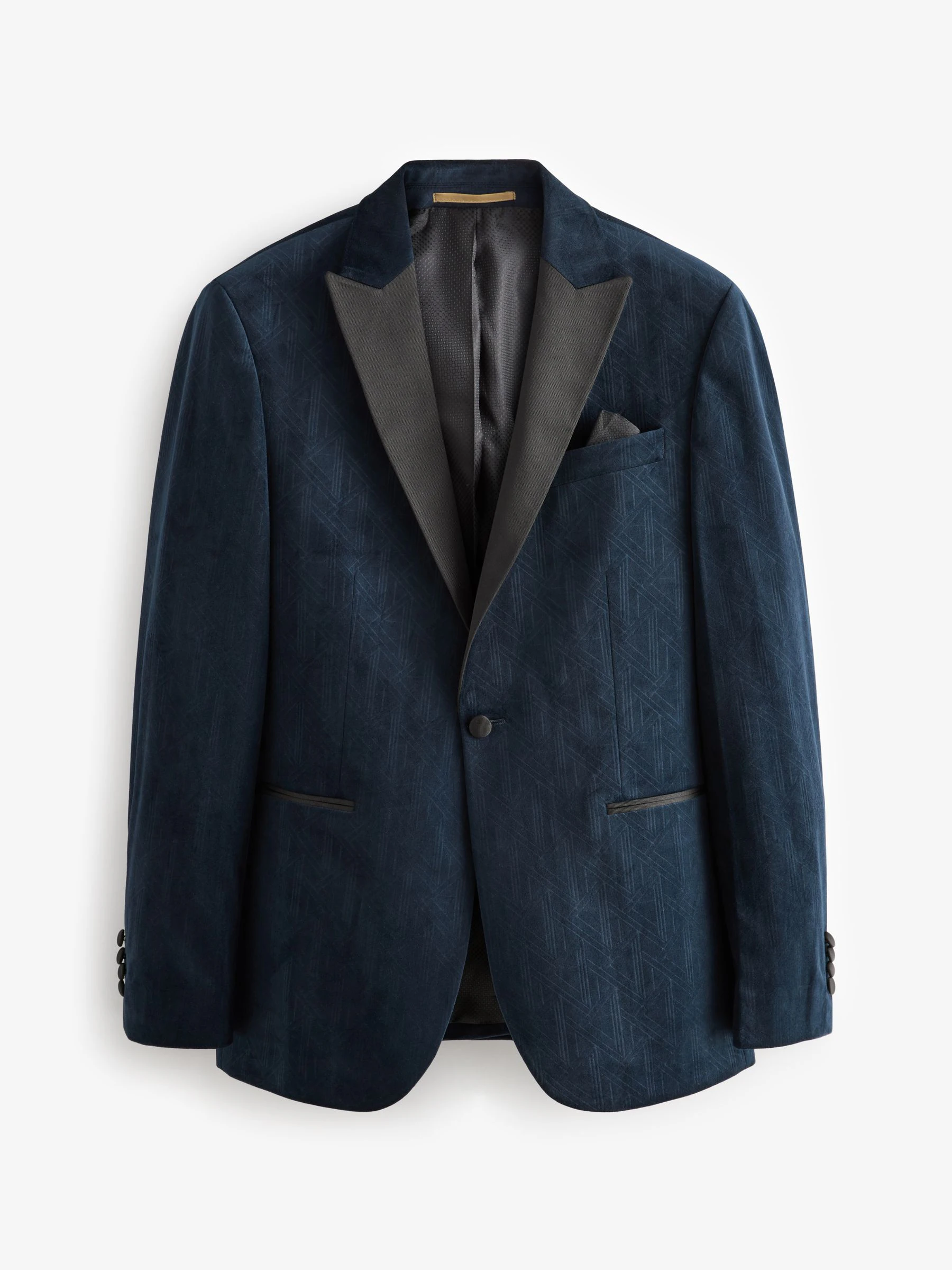 Marineblauw geometrisch - Slim Fit - Fluwelen blazer met patroon