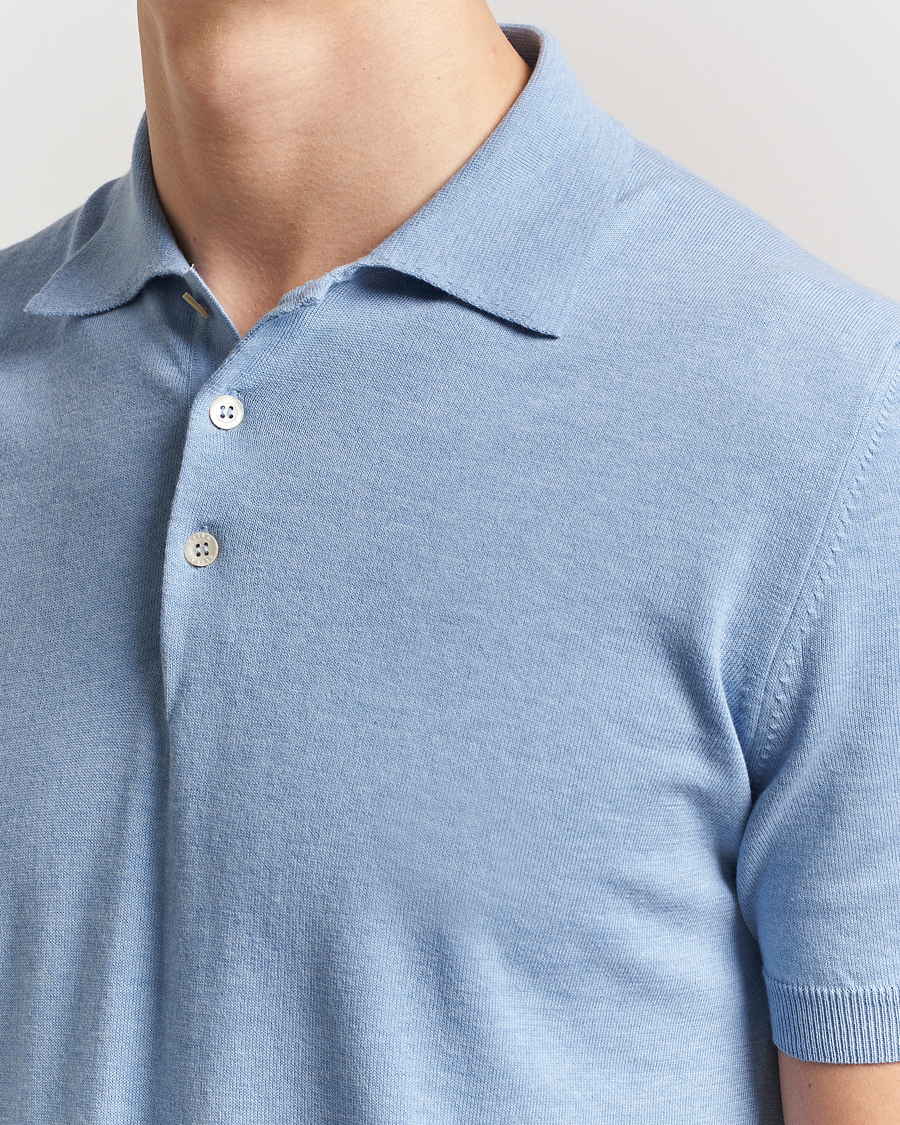 Altea Short Sleeve Cotton Polo Light Blue