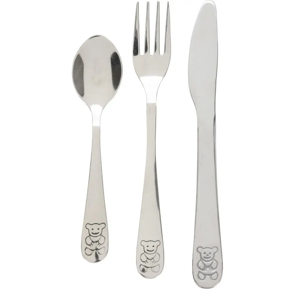 Cutlery for Kids bestekset met beer - 3-delig - RVS - kinderen