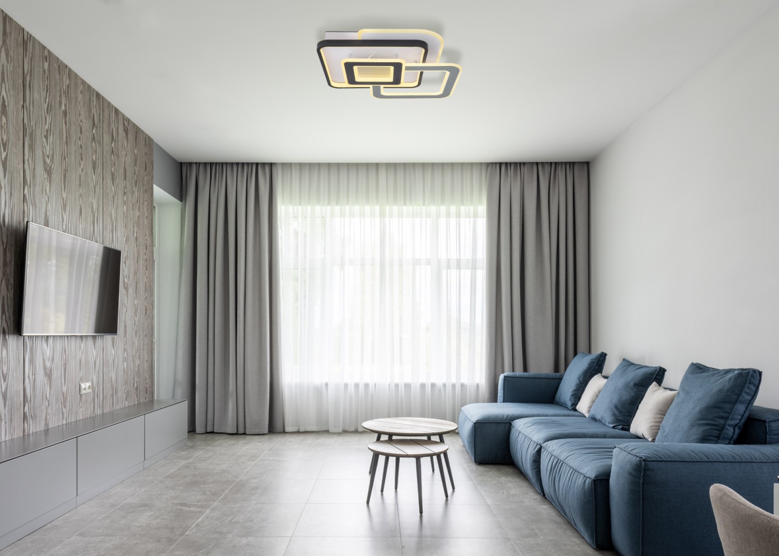 LED-Deckenleuchte - weiß-schwarz-grau - 50 cm