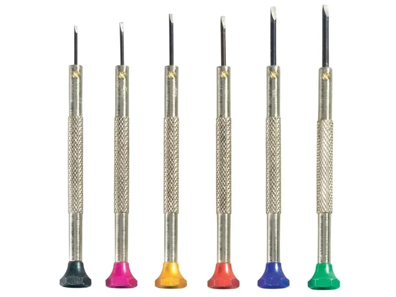 TOOLCRAFT 12-delig Urmager-skruetrækker-sæt 12 dele Klinge-bredde: 0.8 mm, 1 mm, 1.2 mm, 1.4 mm, 1.6 mm, 1.8 mm