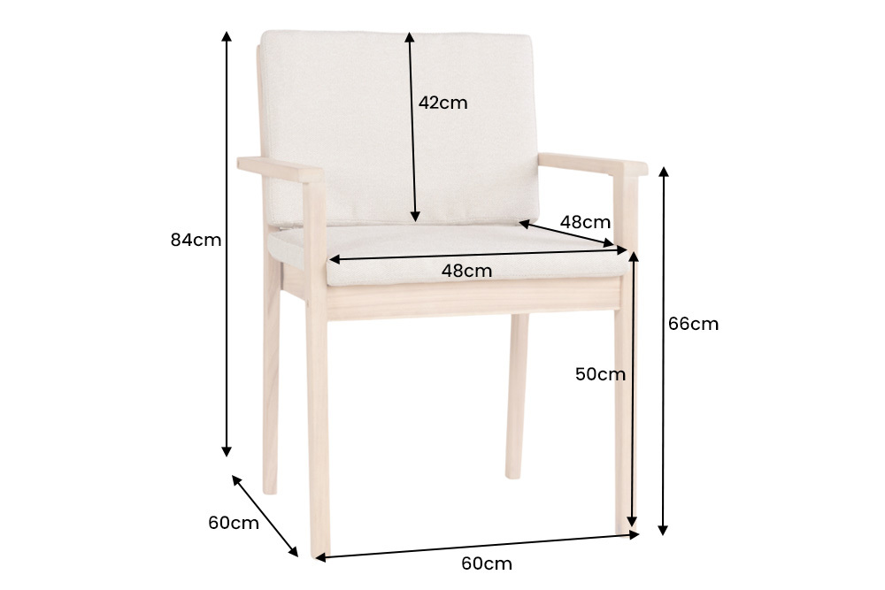 Massiver Gartenstuhl KOPENHAGEN natur Akazienholz beige Outdoor inkl. Kissen
