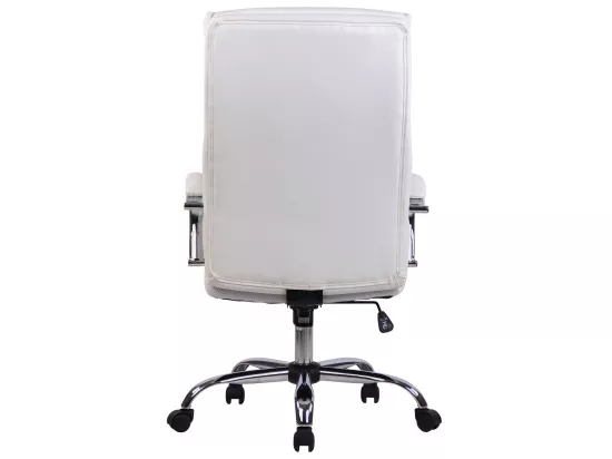 Chaise de bureau - Similicuir & Métal chromé - Blanc - Bradford