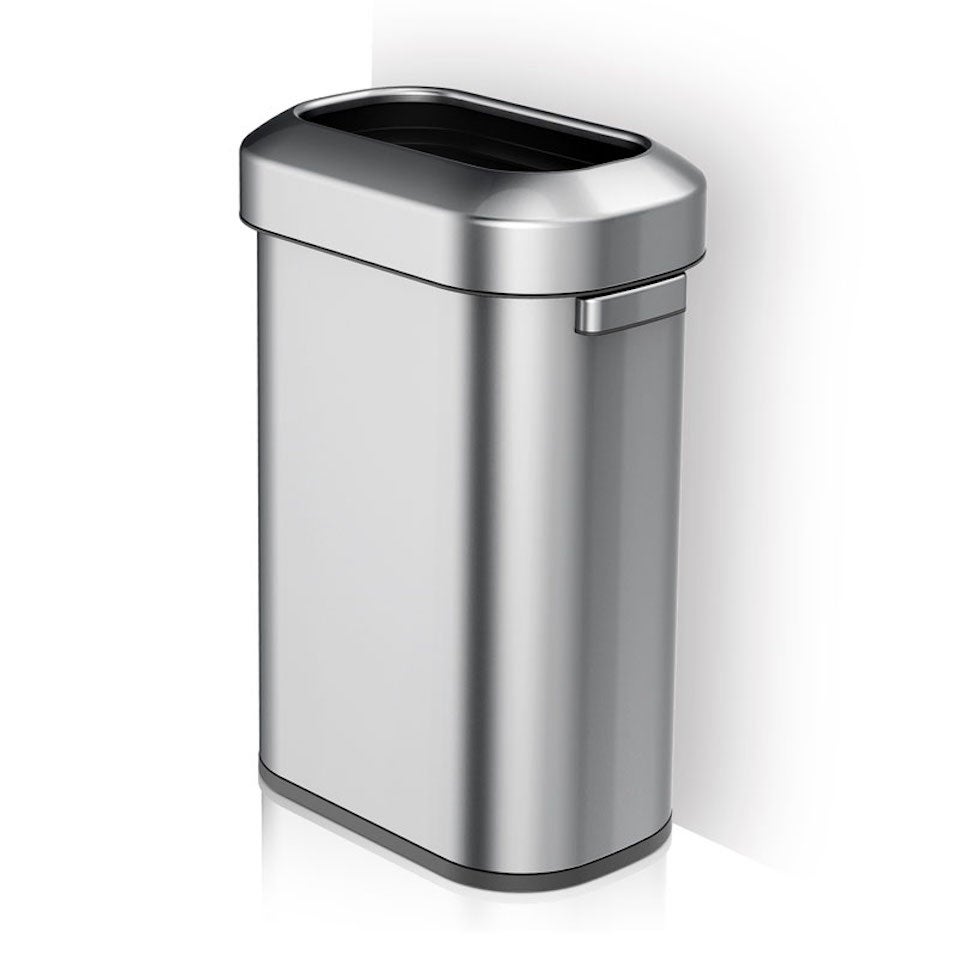 PROREGAL Stijlvolle ovale open afvalemmer van geborsteld roestvrij staal 60 liter HxBxD 65 x 46,2 x 28,8 cm Zilver
