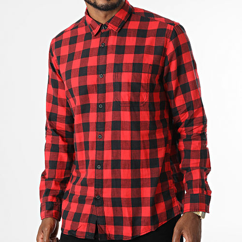 Chemise Manches Longues A Carreaux 992CC2F301 Rouge Noir