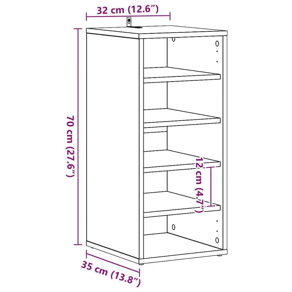 vidaXL - 5-laags Schoenenkast voor de hal 5 paar - Zwart eiken - 32x35x70 cm
