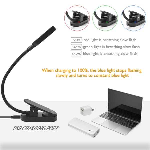 INF Svart Boklampe - LED Clip-on Leselampe for Studenter Sort