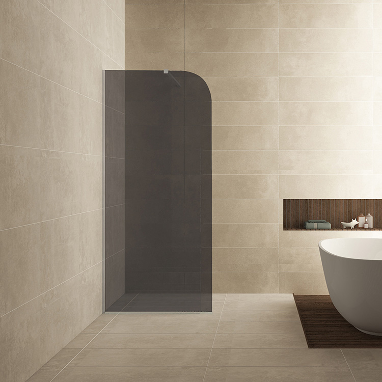 Mueller Curvello afgeronde glaswand 80x200cm met rookglas anti-kalk