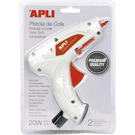 Apil Heißklebepistole Premium + 2 Stäbe, 20 W, Weiß