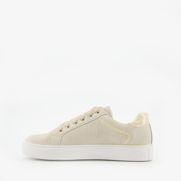 Blue Box beige dames sneakers met croco reliëf