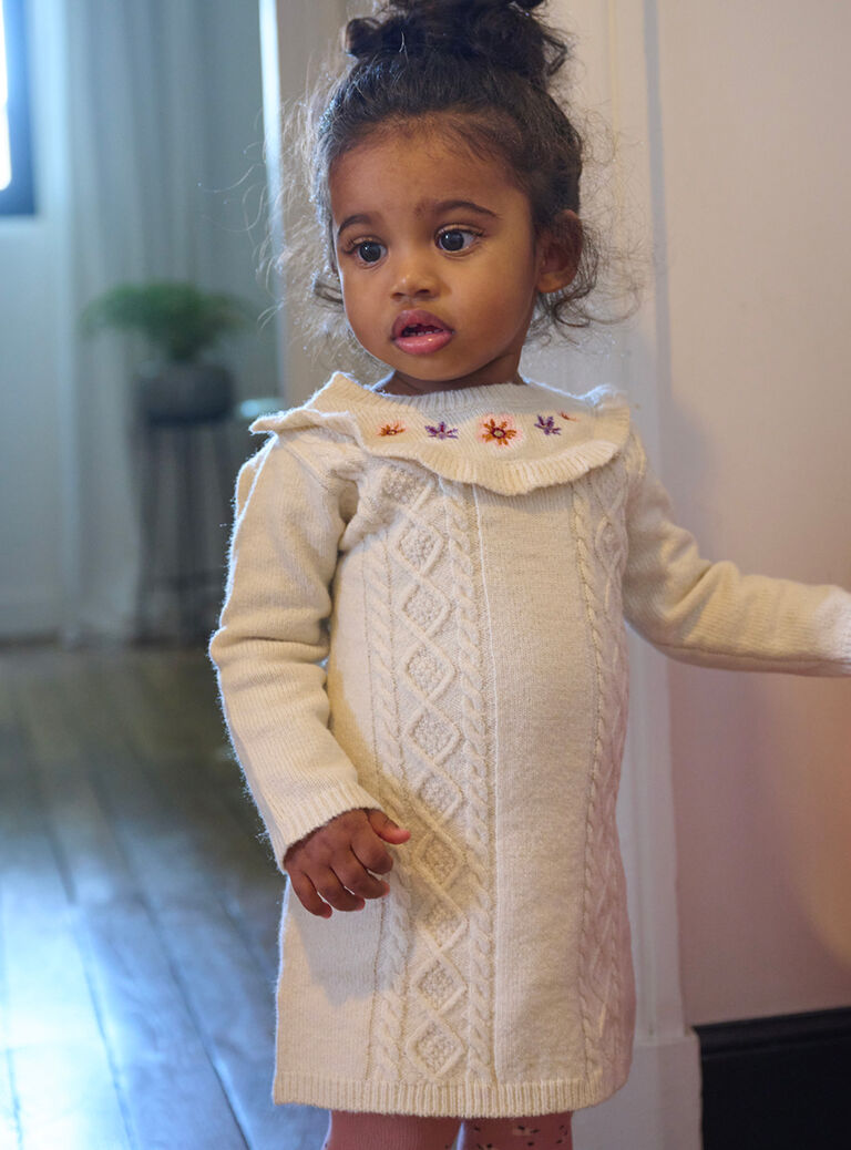 Robe-pull écrue pour bébé fille