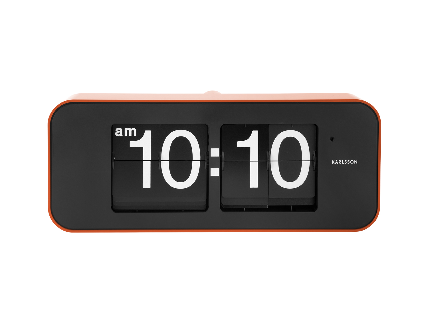 Wall clock Wide Flip orange casing, black dial