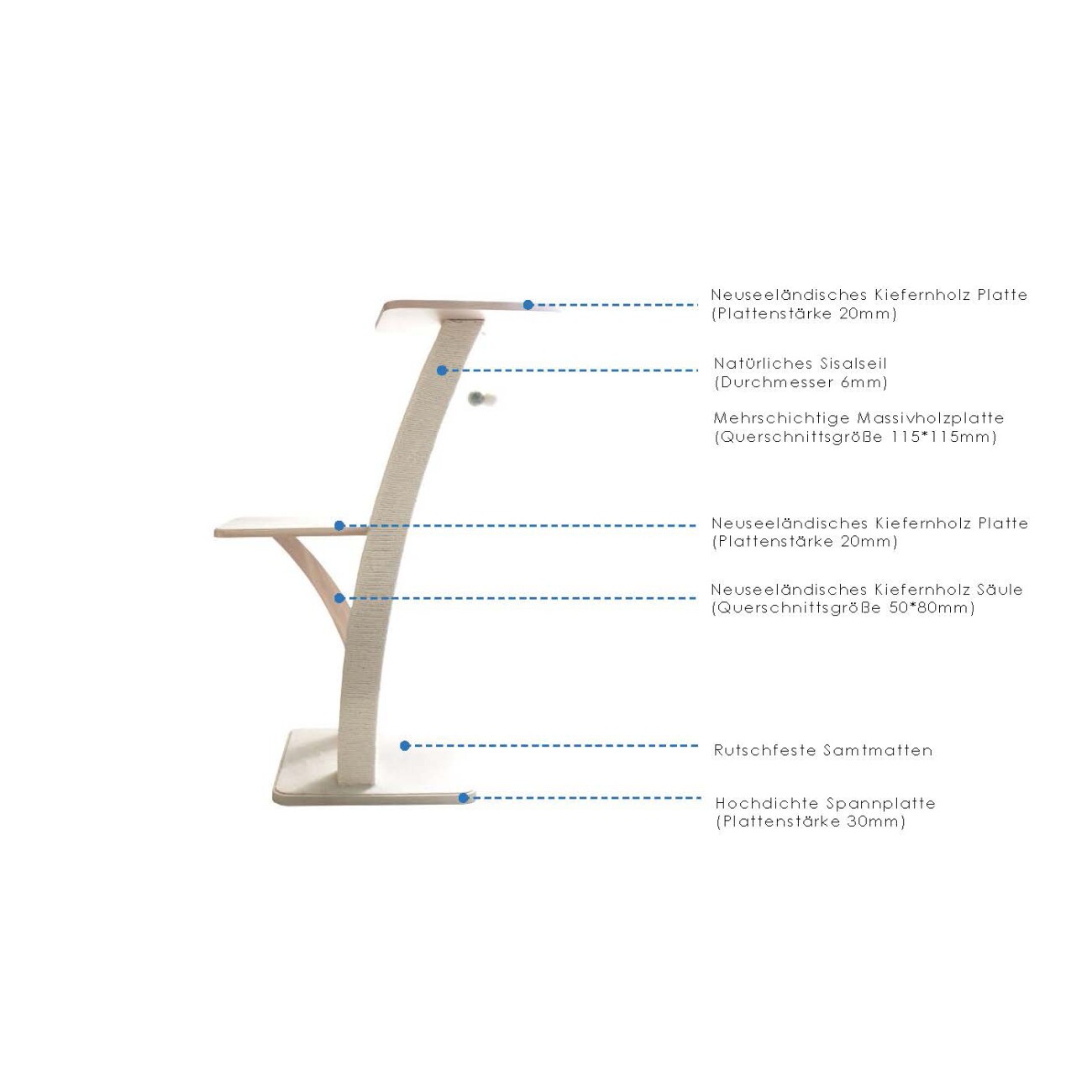 PetRhein Luxus Katzenbaum Vollholz XL Coconut Series