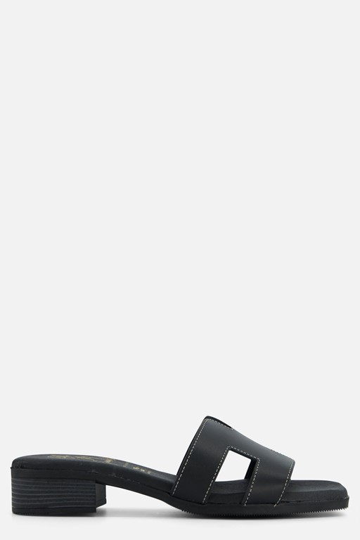 Oh My Sandals Slippers zwart Leer