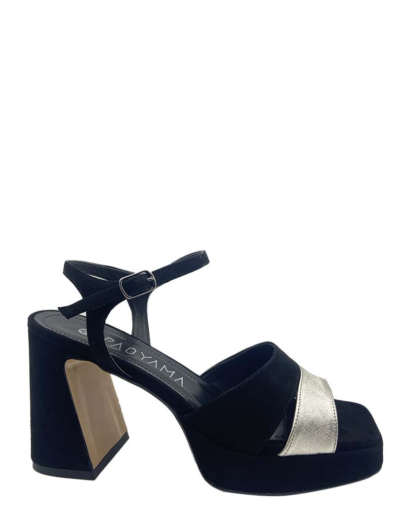 PAOYAMA SANDALES PLATEAU CUIR NERO