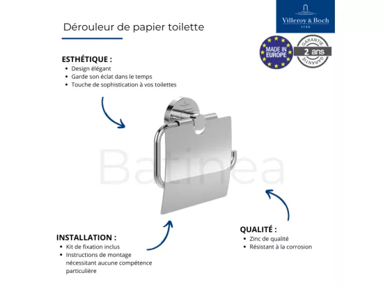 Dérouleur de papier toilette avec couvercle VILLEROY ET BOCH Elements - Tender