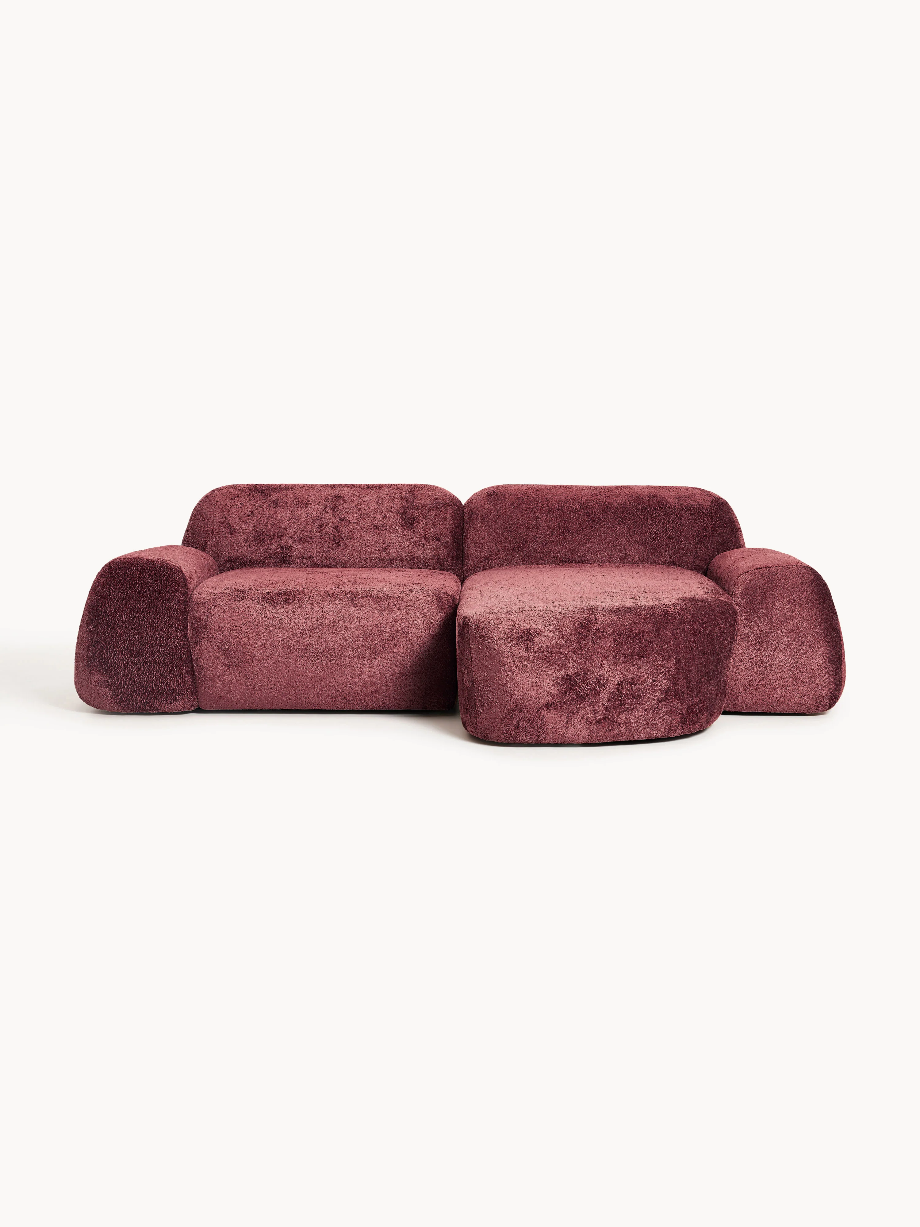 Modulaire teddy-bouclé hoekbank Wolke (3-zits)