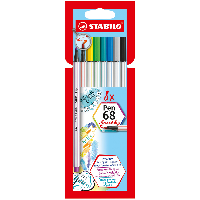 Stabilo Pinselstifte Pen 68 brush, 8er Etui, assortiert