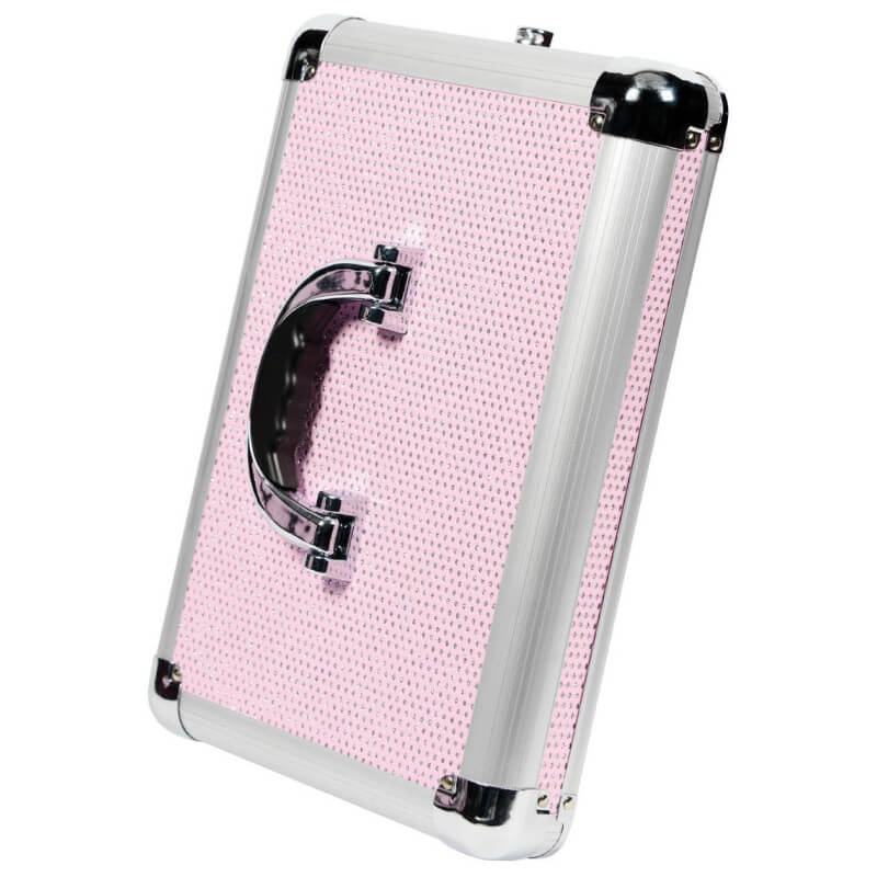 Valise aluminium rose & strass blancs Parisax Professional