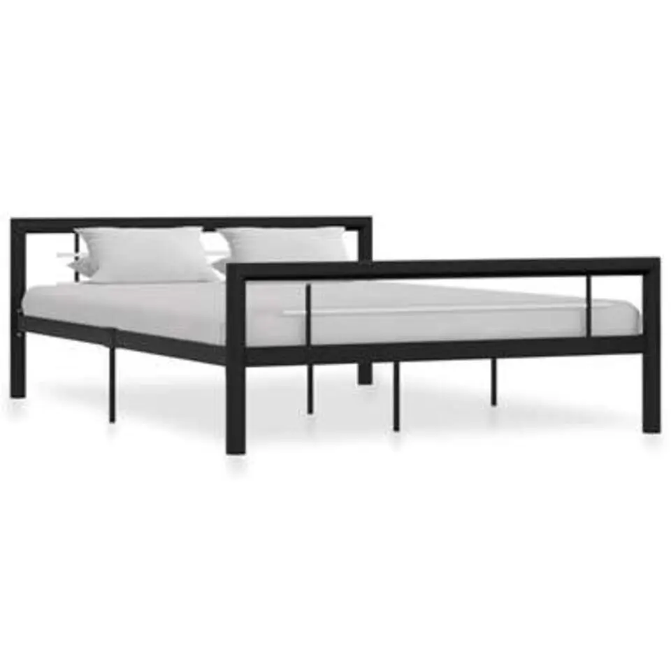 vidaXL - Bed frame - Zwart en wit - Metaal - 140x200 cm