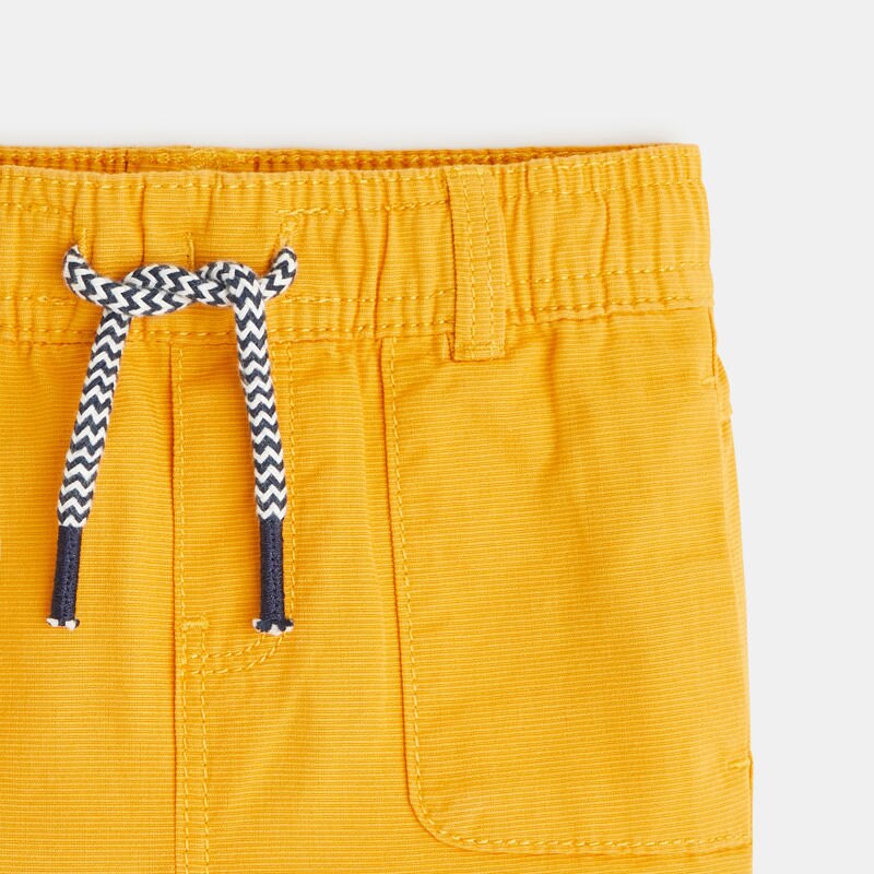 Short coton fantaisie côtelé jaune bébé garçon Jaune