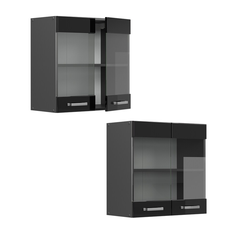 Vicco Glashängeschrank Küchenschrank R-Line Solid Anthrazit Schwarz 60 cm modern