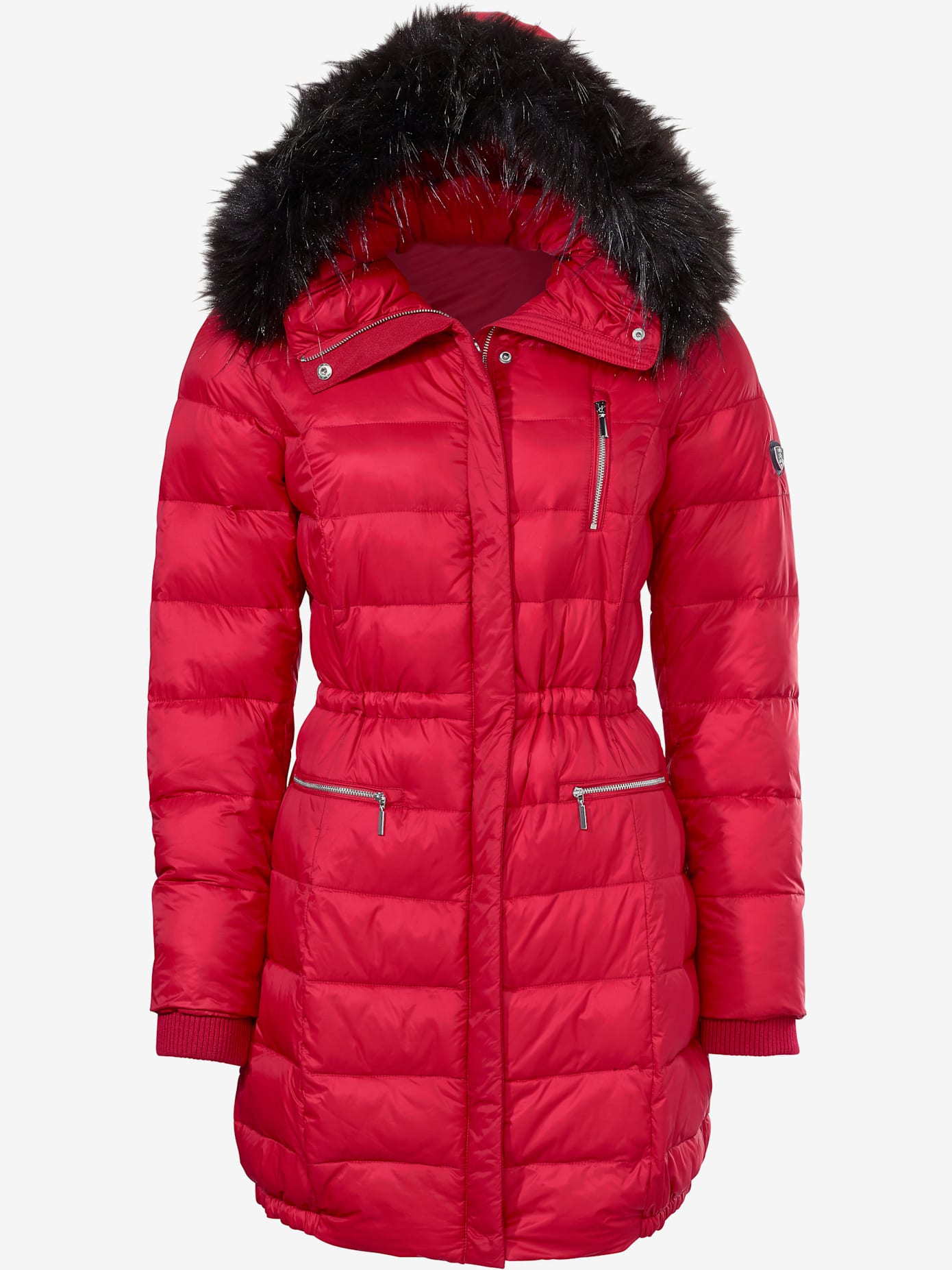 Parka imitation fourrure amovible sur capuche amovible