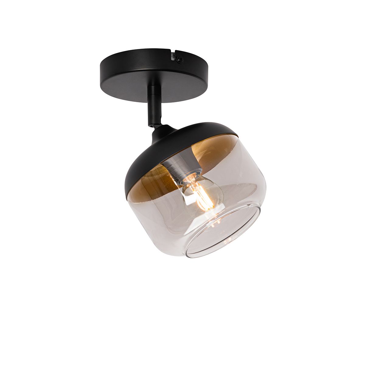 Design spot zwart met goud en smoke glas - Kyan