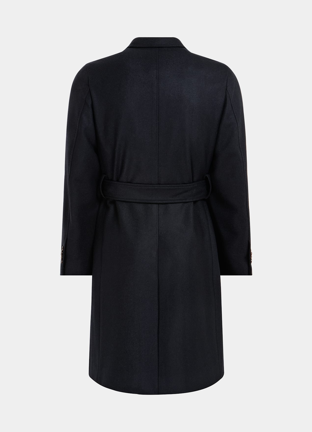 Manteau ceinturé bleu marine à chevrons