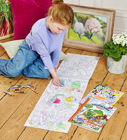 Eeboo Fold Ud Malebog m. Klisterm?rker - Dinosaurer