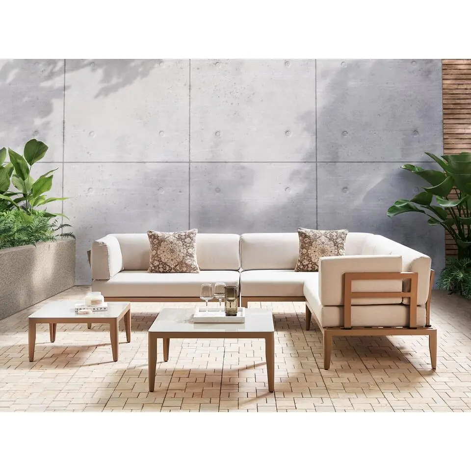 RIMA III - Loungeset voor 6 - Lichtbeige - Aluminium