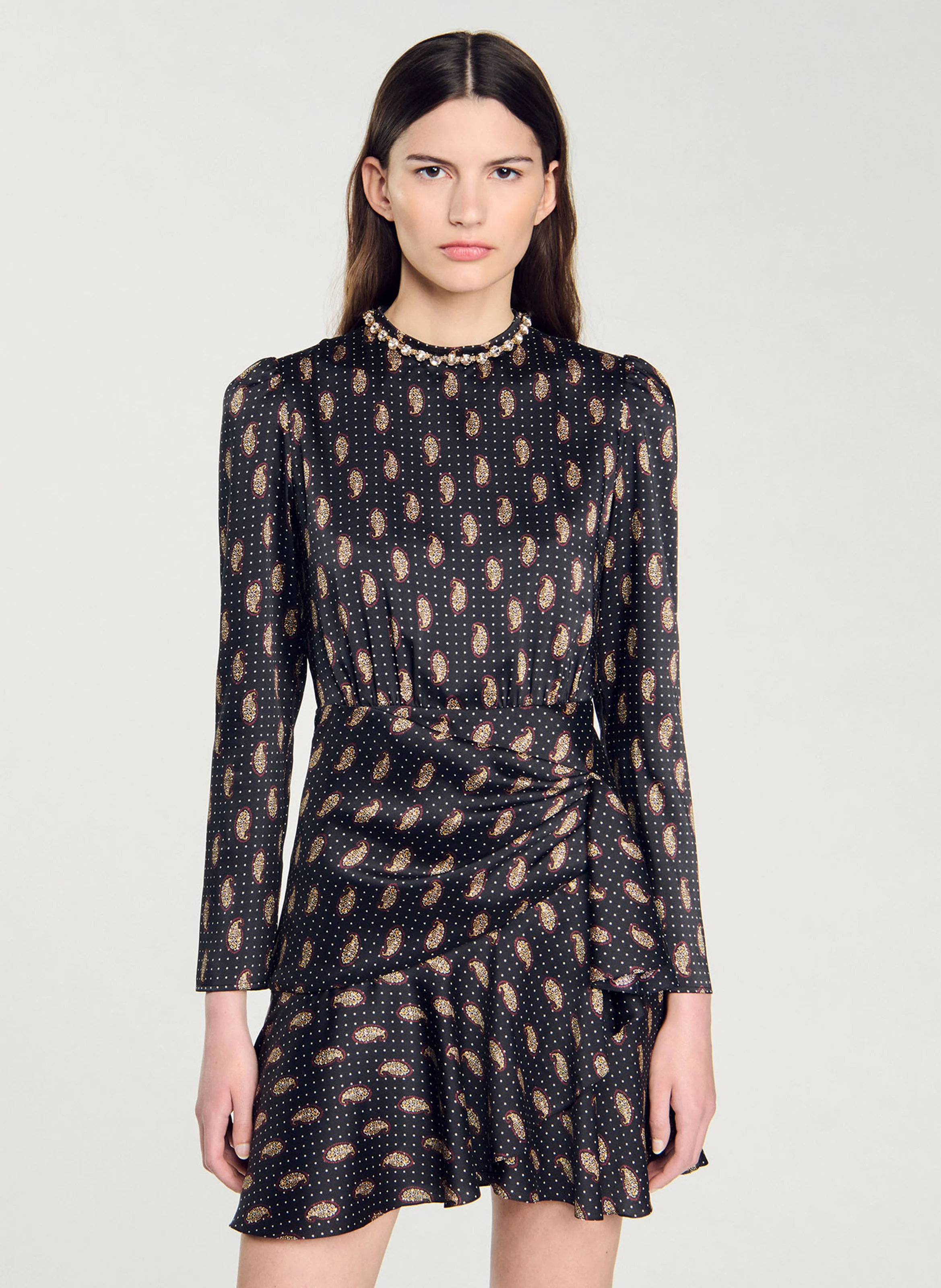 Robe courte col rond imprimée | Multicolore