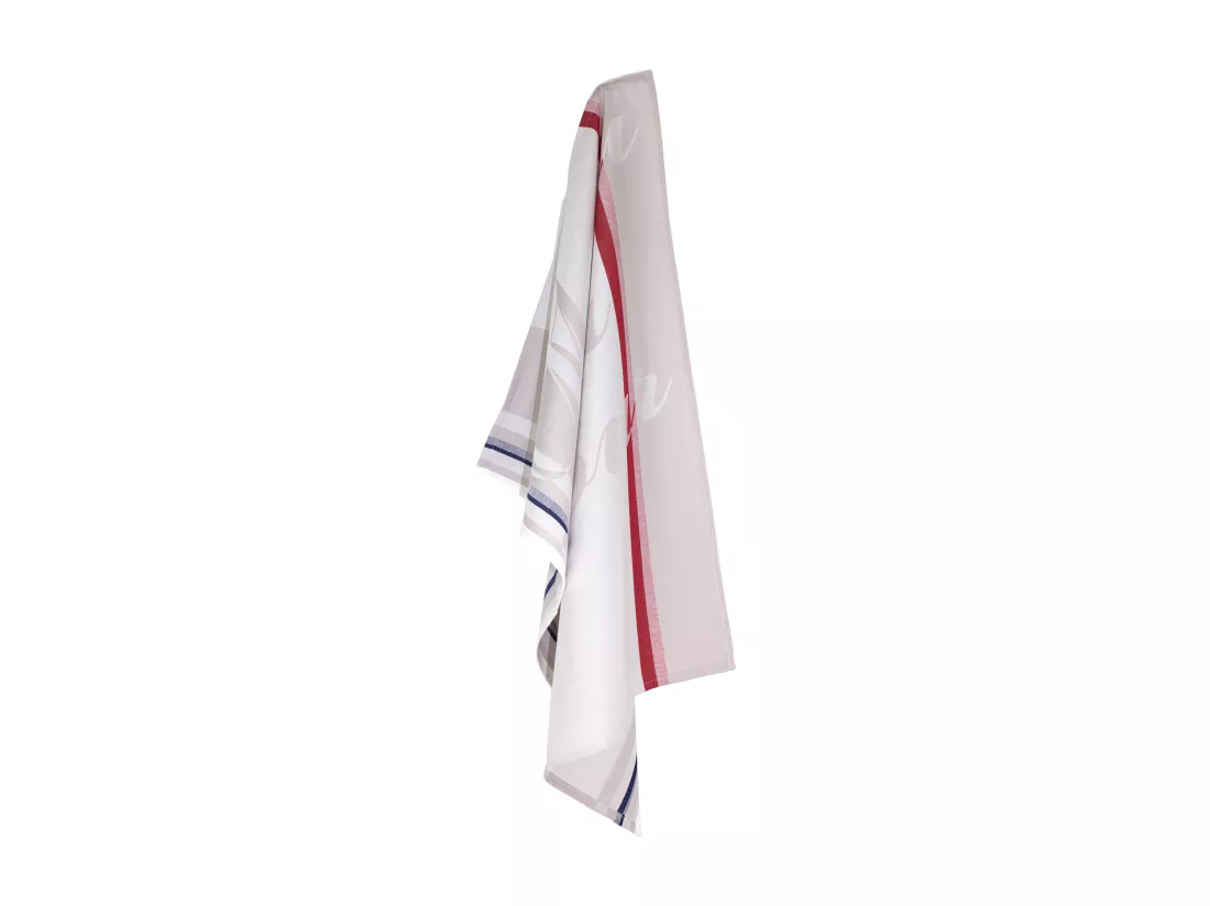 Torchon de cuisine jacquard 60x77cm Marianne Ecru et Blanc