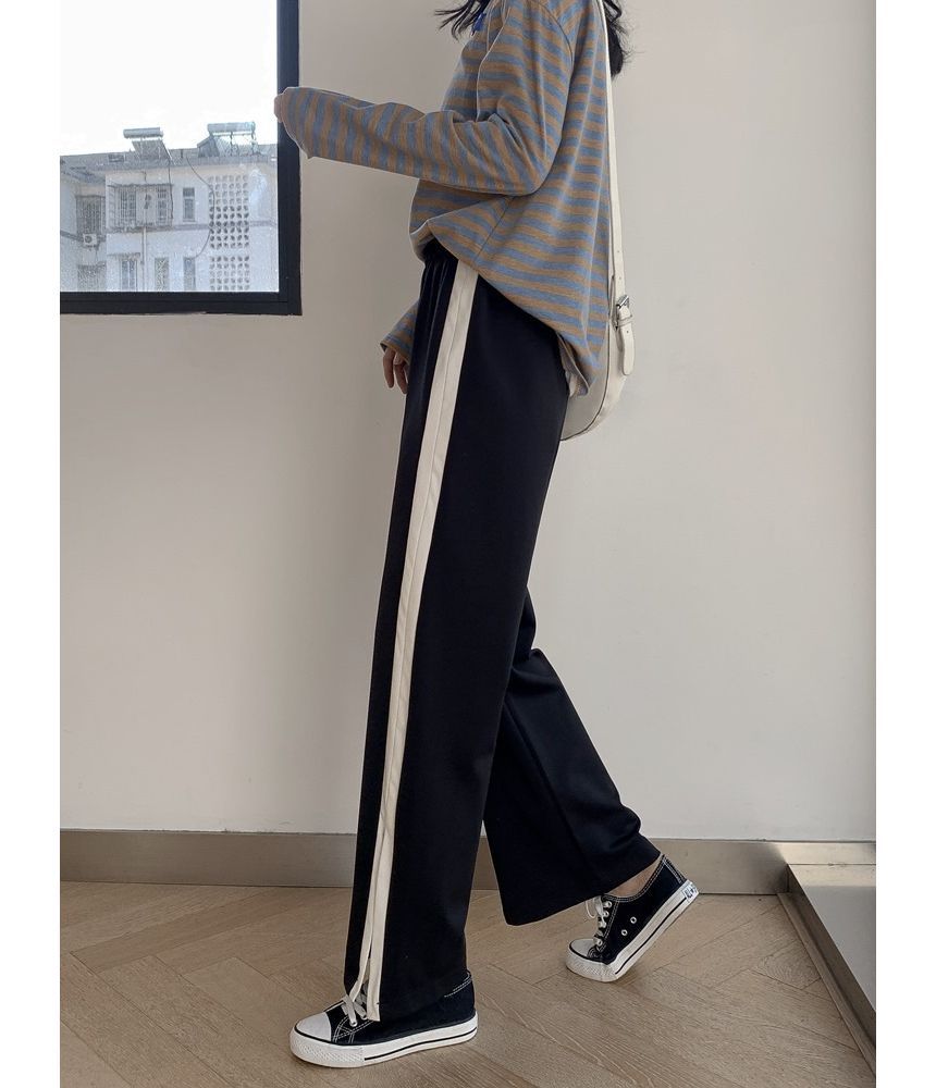 Metticus - Elastische taille, tweekleurige split, losse joggingbroek