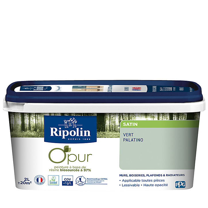 Peinture intérieure Ripolin O'Pur vert palatino satin 2L