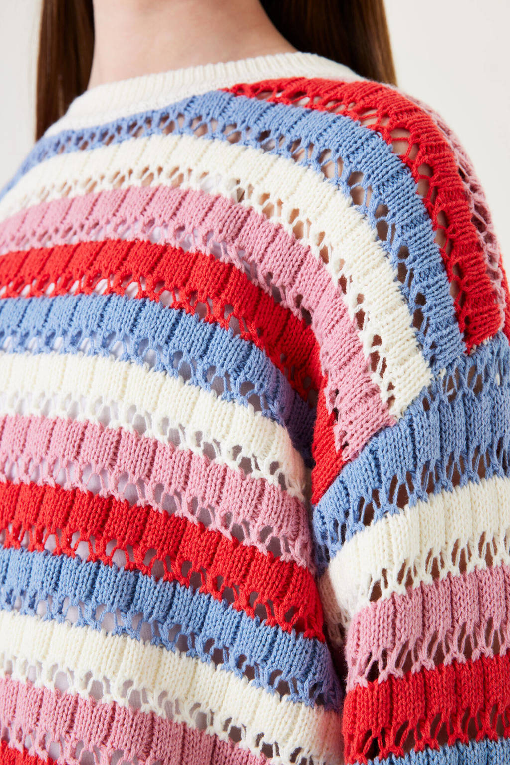 Garcia gestreepte sweater wit/blauw/roze
