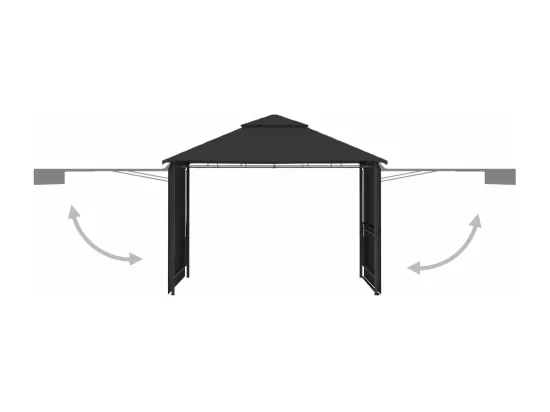 Belvédère et double toits étentus 3x3x2,75 m Anthracite 180g/m²