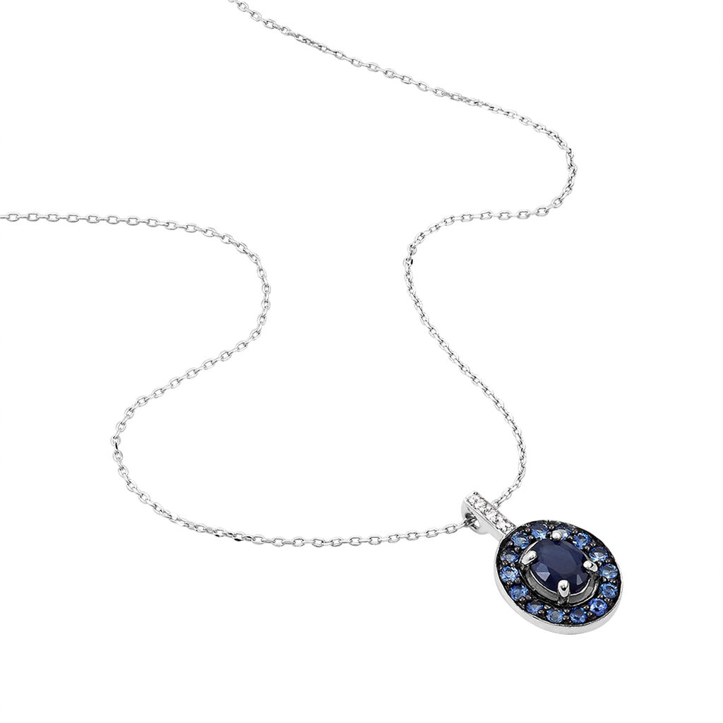 Collier Leona Or Blanc Saphir Diamant