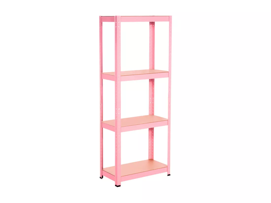 Pack 2 Etagères Métalliques avec 4 Etagères Ajustables 148x60x30cm 240 Kg Rose Thinia Home