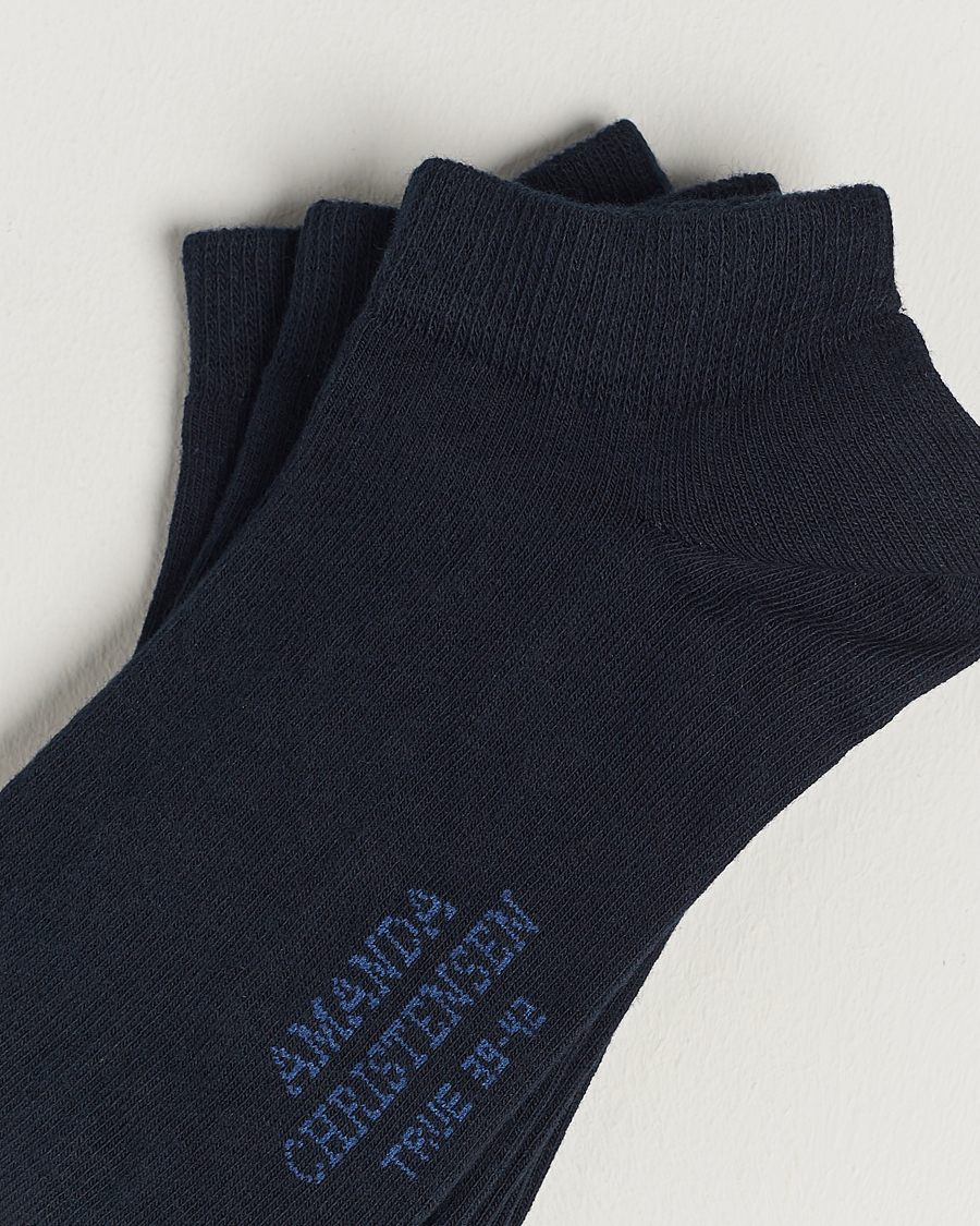 Amanda Christensen 3-Pack True Cotton Sneaker Socks Dark Navy