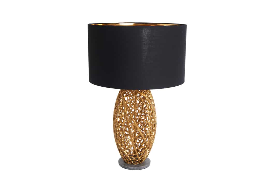 Design Tischlampe ABSTRACT LEAF gold Metall schwarz Marmorfuß handmade