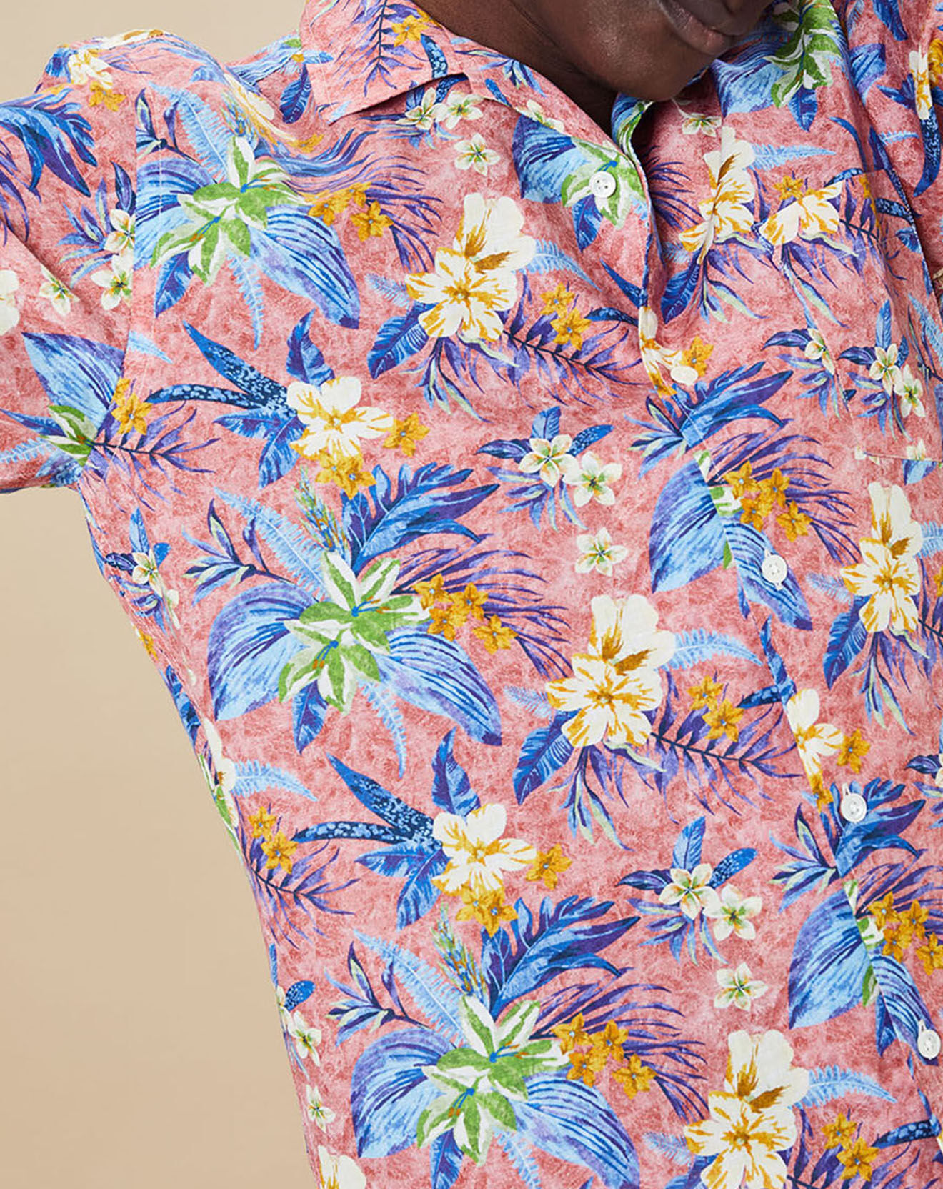 Hartford Chemise en Coton & Lin Regular Fit Palm Mc multicolore