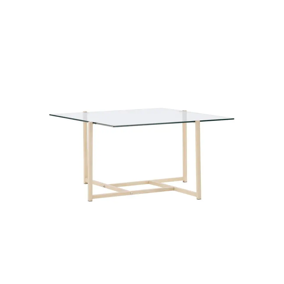 Salontafel Glas/Naturel Hout - 80x80x45cm - Hybrid