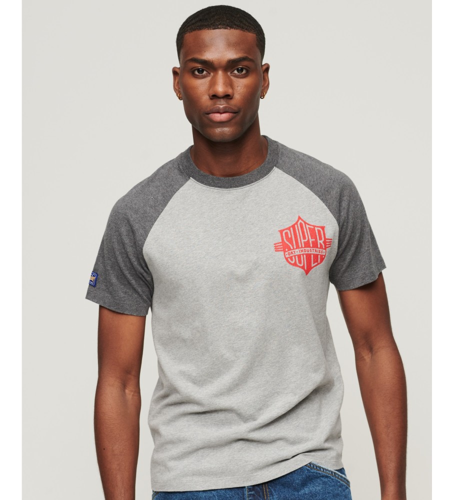 Superdry Camiseta de manga ragln de algodn orgnico gris